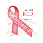 I Wear Red for my Brother Round Sticker