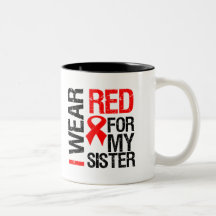 I Wear Red Ribbon For My Sister Mugs