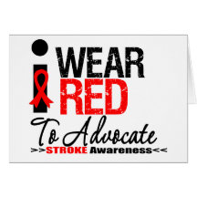 I Wear Red Ribbon To Advocate Stroke Awareness Cards