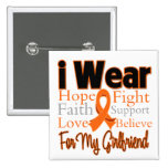 I Wear Ribbon Collage Girlfriend - Leukaemia Pinback Buttons
