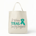 I Wear Teal For My Boyfriend (Teal Ribbon) bags