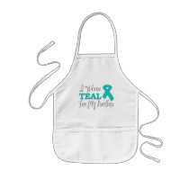 I Wear Teal For My Brother (Teal Awareness Ribbon) Aprons