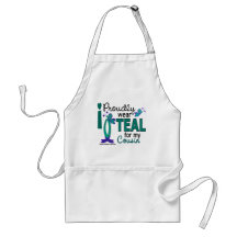 I Wear Teal For My Cousin 27 Ovarian Cancer Apron