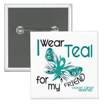 I Wear Teal For My Friend 45 Ovarian Cancer Button