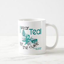 I Wear Teal For The Cure 45 Ovarian Cancer Mugs