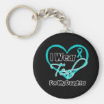 I Wear Teal Heart Ribbon For My Daughter Key Chains