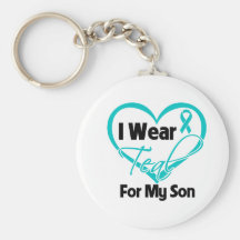 I Wear Teal Heart Ribbon For My Son Keychain