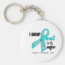 I Wear Teal Ribbon For My Daughter Key Chain