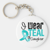 I Wear Teal Ribbon For My Daughter Keychain