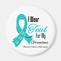 I Wear Teal Ribbon Ovarian Cancer Grandma Fridge Magnets