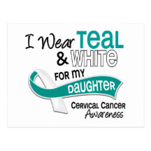 I Wear Teal White 42 Daughter Cervical Cancer Postcard