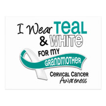 I Wear Teal White 42 Grandmother Cervical Cancer Postcards