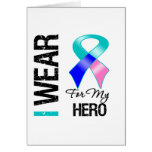 I Wear Thyroid Cancer Ribbon For My Hero Greeting Card