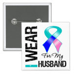 I Wear Thyroid Cancer Ribbon For My Husband buttons