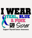I Wear Thyroid Cancer Ribbon For My Sister t-shirts