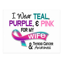 I Wear Thyroid Cancer Ribbon For My Wife Postcard