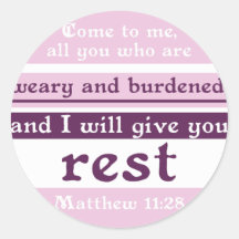I Will Give You Rest Round Sticker
