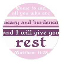 I Will Give You Rest Round Sticker