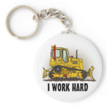 I Work Hard Big Bulldozer Dozer Key Chain keychains