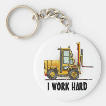 I Work Hard Forklift Truck Key Chain