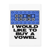 I would like to buy a vowel - Obama Sucks Postcard