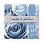 Ice Blue & Silver  Wedding Rose Bouquet with Lace magnets