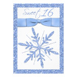 Ice Blue Snowflake Sweet 16 Invitation