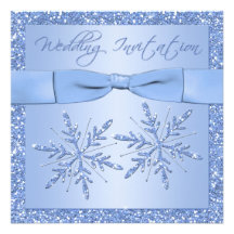 Ice Blue Snowflakes Square Wedding Invitation