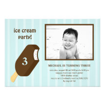 Ice Cream Bar Birthday Party Invitation - Blue