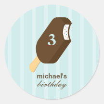 Ice Cream Bar Favour Sticker or Envelope Seal Blue