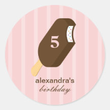 Ice Cream Bar Favour Sticker or Envelope Seal Pink