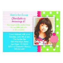 Ice Cream Birthday Party Invitations For Girls