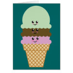 Ice Cream Cone Kawaii Art Greeting Cards