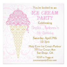 Ice Cream Cone Party Invitation