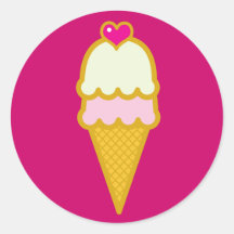 Ice Cream Cone Round Stickers