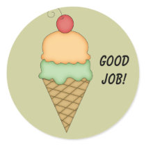 Ice Cream Cone with Cherry #1 Round Stickers