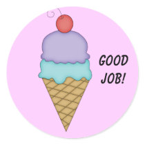 Ice Cream Cone with Cherry #5 Round Sticker