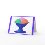 Ice cream in blue bowl, party invitation, card
