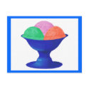 Ice cream in blue bowl party invitation, postcard
