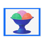 Ice cream in blue bowl party invitation, postcard