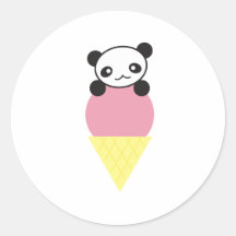Ice Cream Panda Round Stickers