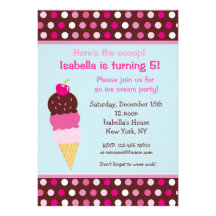Ice Cream Party Birthday Invitations icecream
