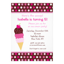 Ice Cream Party Birthday Invitations icecream