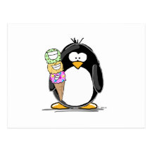 Ice Cream Penguin Post Card