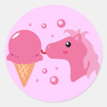 Ice Cream Pony Round Stickers