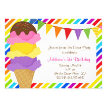 Ice Cream Rainbow Birthday Party Invitation