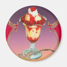 Ice Cream Raspberry Sundae Sweet Fridge Magnet