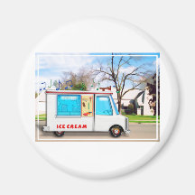 Ice Cream Truck in the Street Magnet