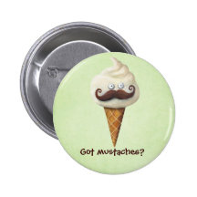 Ice Cream with Moustaches Button