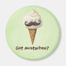 Ice Cream with Moustaches Fridge Magnet